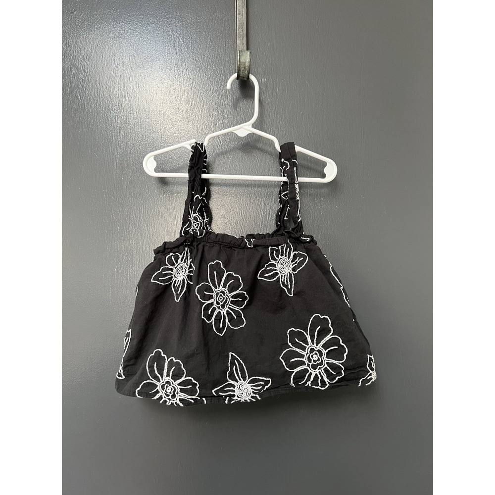 Zara Girls Black Embroidered Floral Crop Top Size 10 Boho Summer